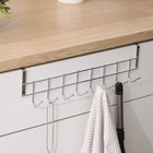 Вешалка на дверь на 8 крючков Доляна «Блеск», 36×9×2 см, хром - Фото 2