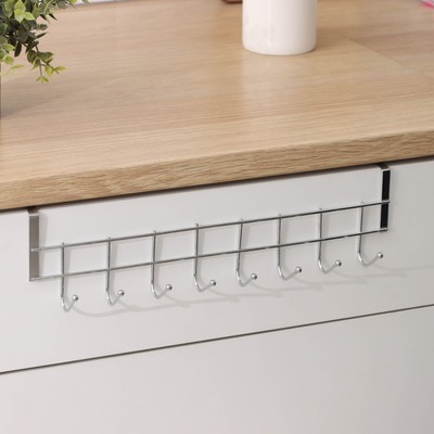 Вешалка на дверь на 8 крючков Доляна «Блеск», 36×9×2 см, хром