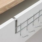 Вешалка на дверь на 8 крючков Доляна «Блеск», 36×9×2 см, хром - Фото 6