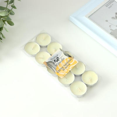 Набор свечей чайных, 10 шт., 6 г, бело-зелёный