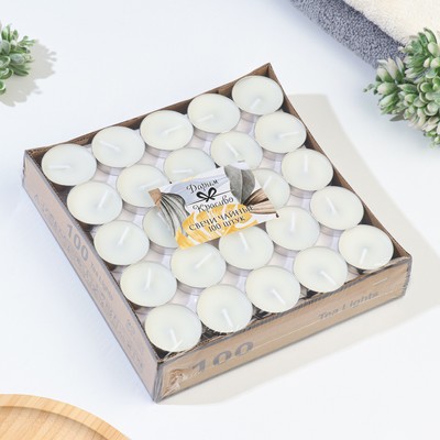 Набор свечей чайных, 100 шт., белый, «Дарим красиво»