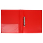 Папка на 2 кольцах А4, Calligrata, 25 мм, 700 мкм, внутренний и торцевой карман, красная - Фото 2