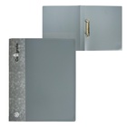 Папка на 2 кольцах А4, Calligrata, 27 мм, 700 мкм, внутренний и торцевой карман, серая - Фото 2