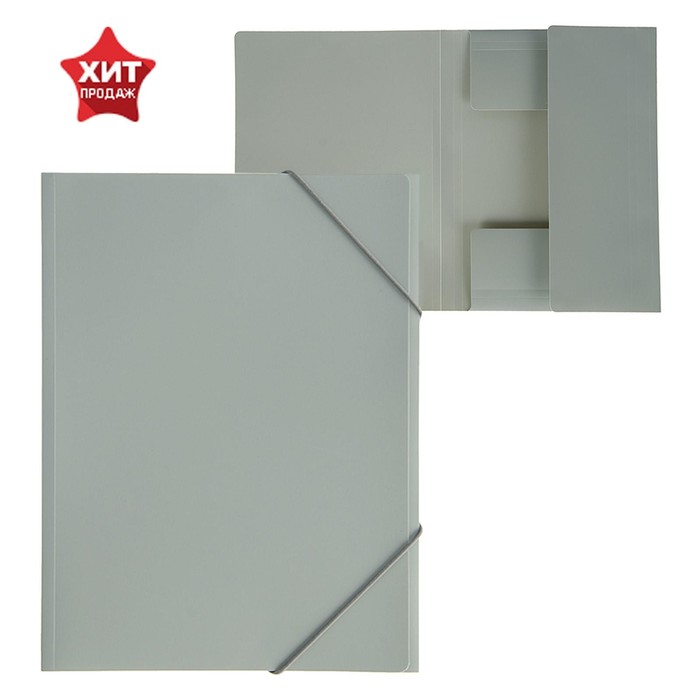 Папка на резинке А4, 500 мкм, Calligrata, корешок 4 мм, до 300 листов, тиснение «песок», серая