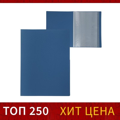 Папка с 10 вкладышами А4, 500 мкм, Calligrata, текстура «песок», синяя