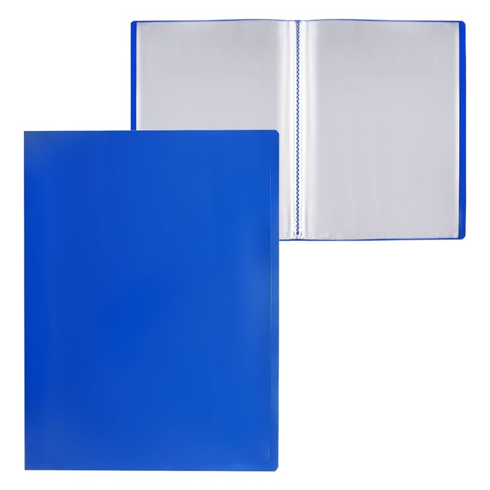 Папка с 40 вкладышами А4, 500 мкм, Calligrata, текстура «песок», синяя - Фото 1