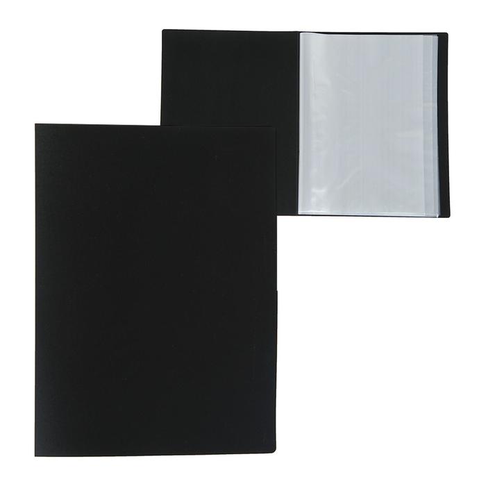 Папка с 40 вкладышами А4, 500 мкм, Calligrata, текстура «песок», чёрная - Фото 1