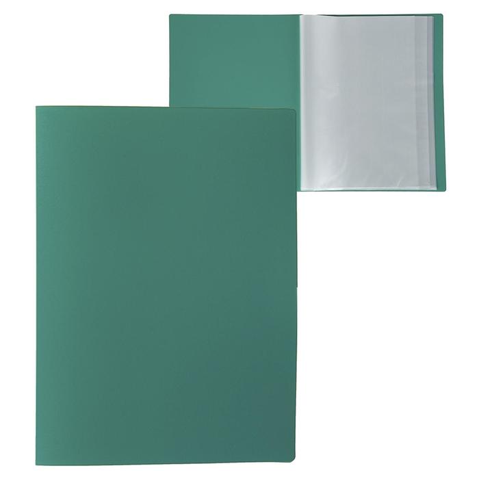Папка с 40 вкладышами А4, 500 мкм, Calligrata, текстура «песок», зелёная - Фото 1