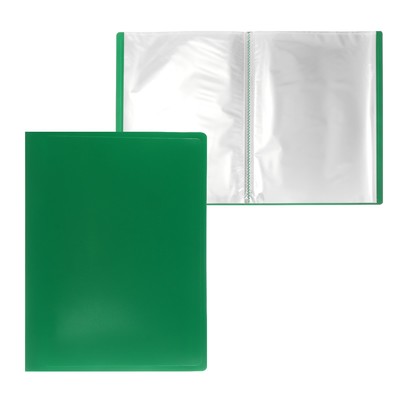 Папка с 60 вкладышами А4, 500 мкм, Calligrata, текстура «песок», зелёная