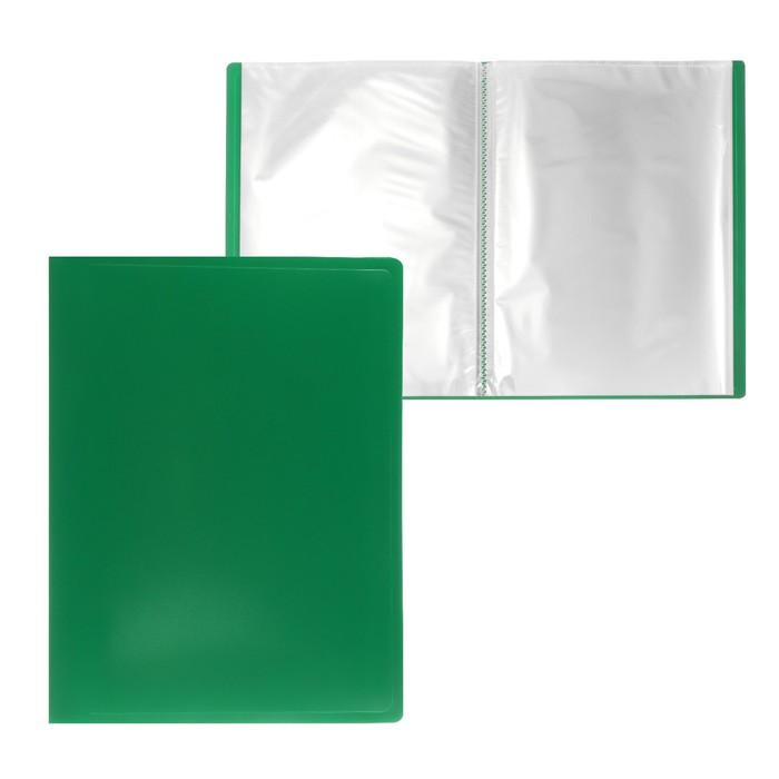 Папка с 60 вкладышами А4, 500 мкм, Calligrata, текстура «песок», зелёная - Фото 1