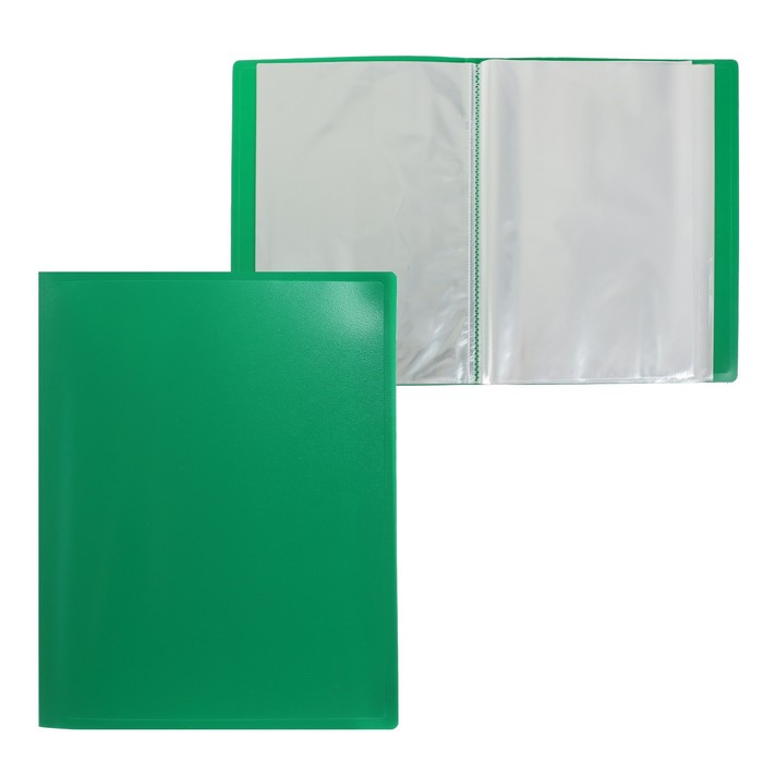 Папка с 80 вкладышами А4, 700 мкм, Calligrata, текстура «песок», зелёная - Фото 1