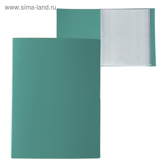 Папка с 100 вкладышами А4, 700 мкм, Calligrata, текстура «песок», зелёная - Фото 1