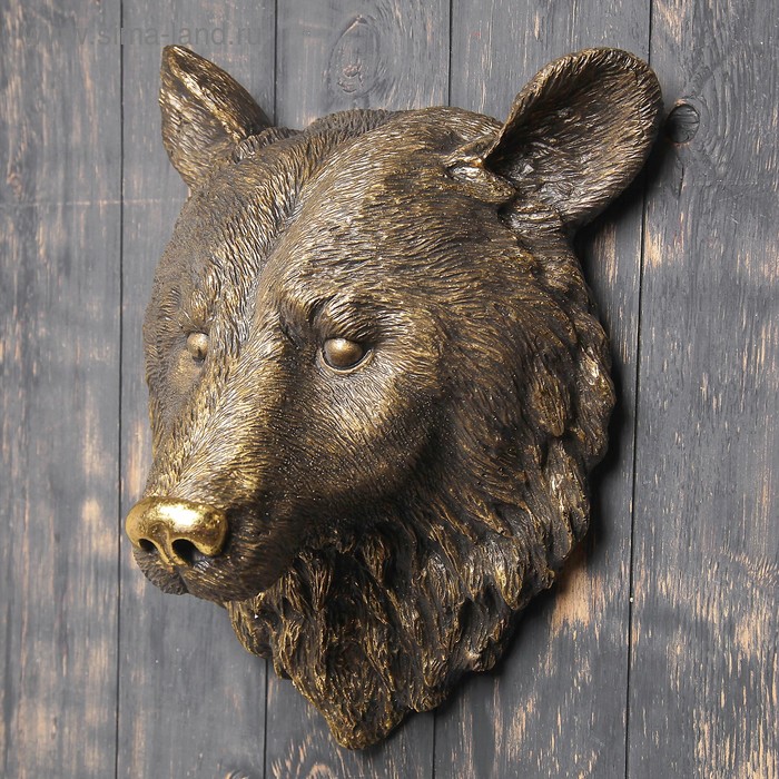Подвесной декор "Медведя голова" бронза, 44х30см - Фото 1