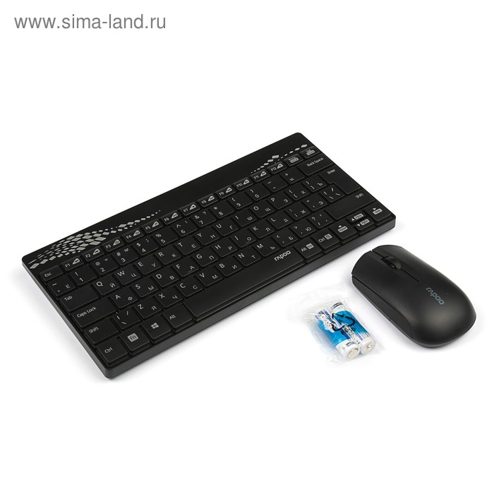 Комплект клавиатура и мышь Rapoo 8000, беспроводной, мембранный, 1000 dpi, USB, black - Фото 1