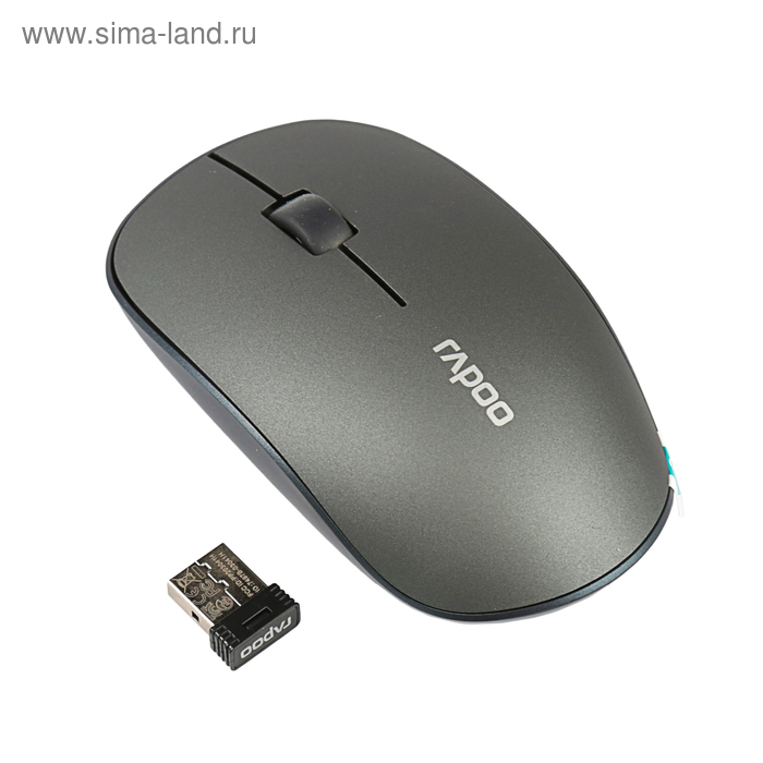 Мышь Rapoo 3510, беспроводная, оптическая, 1000 dpi, 1xAA, USB, серая - Фото 1