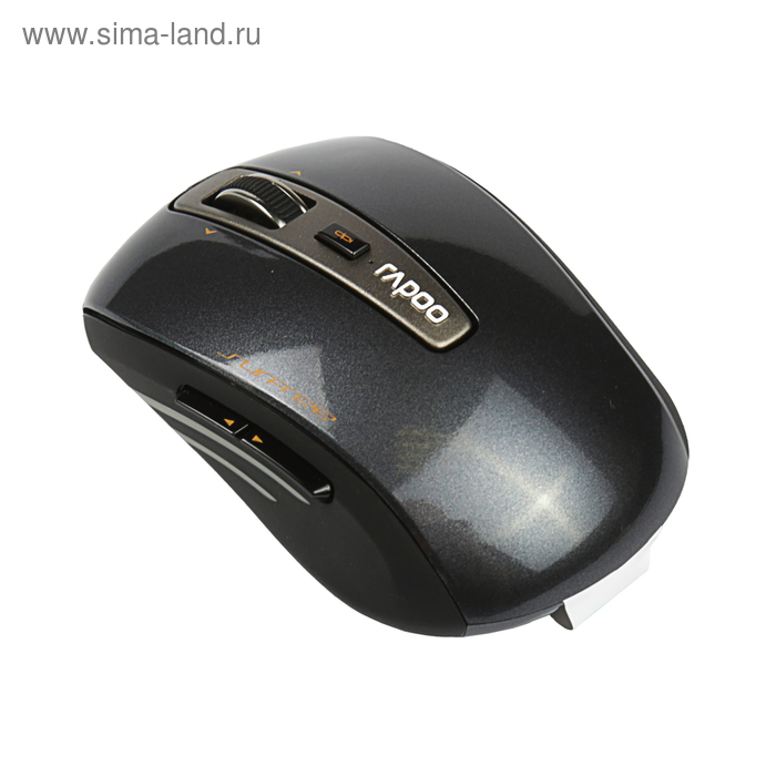 Мышь Rapoo 3920P, беспроводная, лазерная, 1600 dpi, 2xAA, USB, чёрная - Фото 1