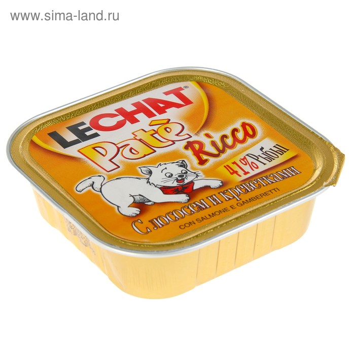 Влажный корм Lechat для кошек, паштет с лососем и креветками, ламистер, 100 г - Фото 1