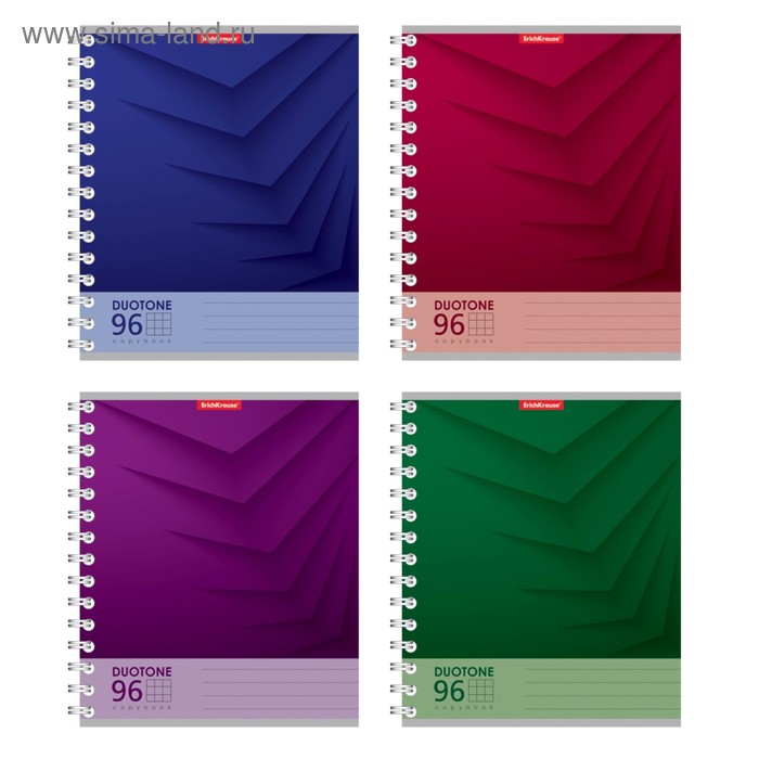 Тетрадь 96 листов клетка на гребне Erich Krause Duotone Next, картонная обложка, микс - Фото 1