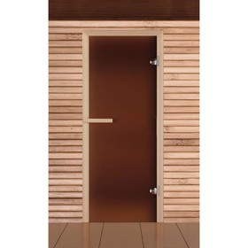 Дверь для бани и сауны стеклянная 'Бронза', размер коробки 190х67, 6мм