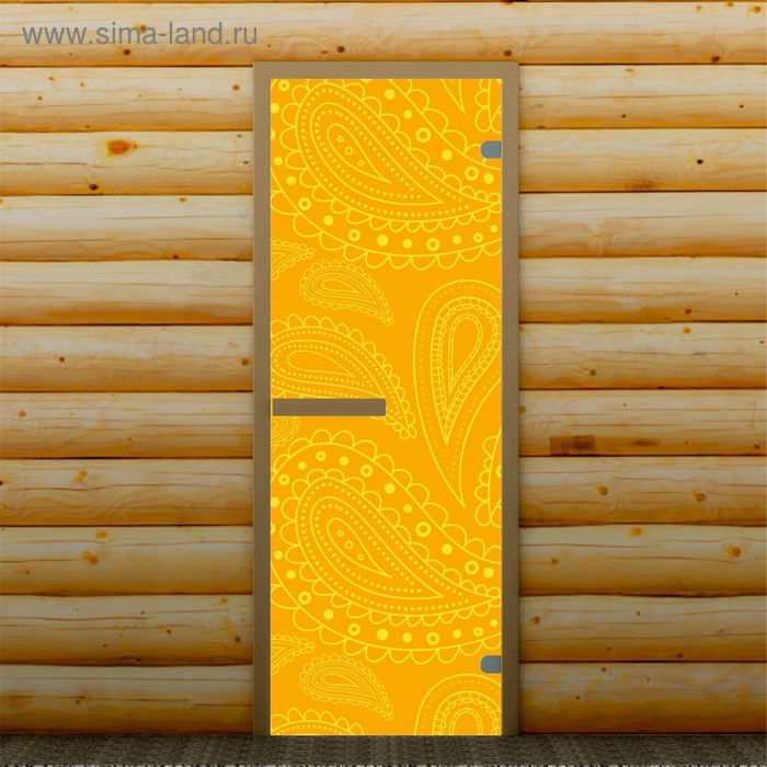 Дверь для бани и сауны "Перья", 190 х 67 см, с фотопечатью 6 мм Добропаровъ - Фото 1