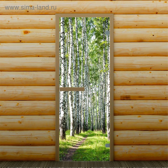 Дверь для бани и сауны "Берёзовая роща", 190 х 67 см, с фотопечатью 6 мм Добропаровъ - Фото 1
