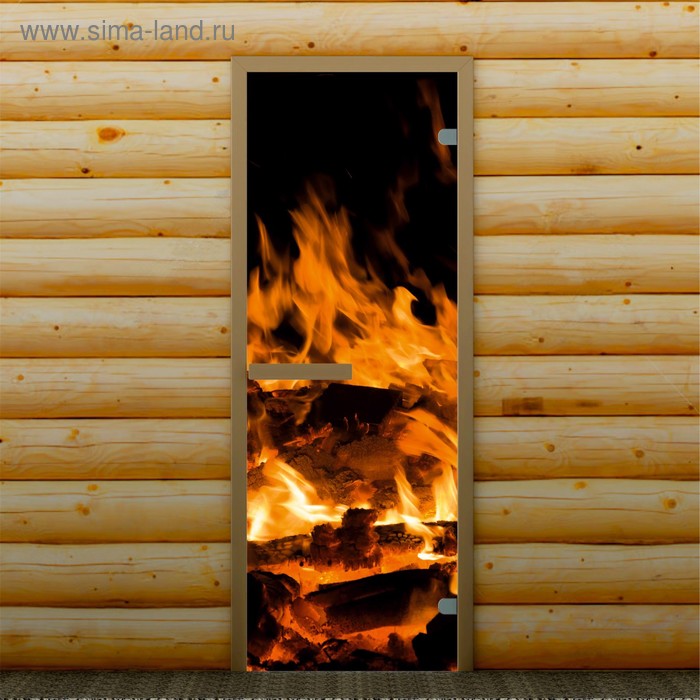 Дверь для бани и сауны "Пламя", 190 х 67 см, с фотопечатью 6 мм Добропаровъ - Фото 1