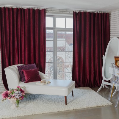 Штора портьерная «Этель», размер 170×270 см, цвет валенсия вишнёвый