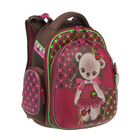 Рюкзак каркасный Hummingbird TK, 37 х 32 х 18 см, мешок, для девочки, «Мишка», коричневый/розовый - Фото 2