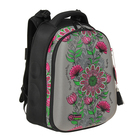 Рюкзак каркасный Hummingbird 39*28*20 для девочки «Цветы», серый/чёрный 89Т - Фото 2