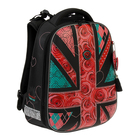 Рюкзак каркасный Hummingbird 39*28*20 для девочки «Цветы», чёрный/красный 94Т - Фото 2