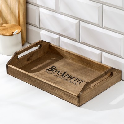 Поднос с ручками с декором Доляна, с покрытием, 30×20×6 см, дерево сосна