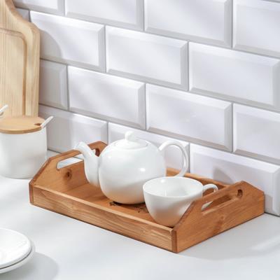 Поднос деревянный с декором, с покрытием, 30×20×6.5 см, сосна
