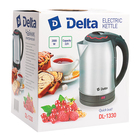 Чайник электрический DELTA DL-1330, металл, 2 л, 2000 Вт, серебристый - Фото 6
