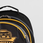 Рюкзак школ 747, 23*13*37, отдел на молнии, 4 н/кармана, желтое авто на черном - Фото 3