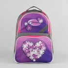 Рюкзак школьный, отдел на молнии, 2 наружных кармана, со светоотражателем, цвет серый/розовый - Фото 5
