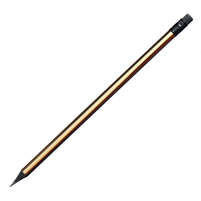 Набор карандашей чернографитных 48 штук, с ластиком НВ корпус круглый заточенный золотой