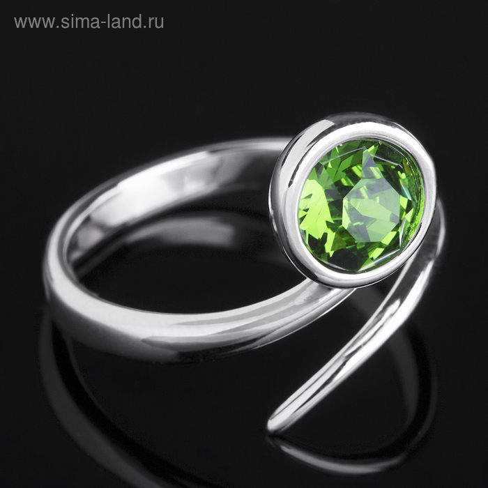 Кольцо "Муссон", безразмерное, цвет тёмно-зелёный в серебре - Фото 1