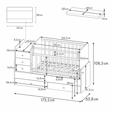 Детская кровать - трансформер «Фея 1100», венге, бежевый