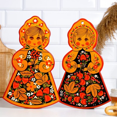 Доска разделочная «Девочка», 25×34 см, дерево, хохлома, МИКС