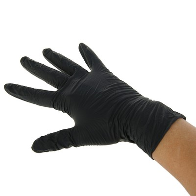 Перчатки нитриловые  усиленные неопудренные, черные, размер M