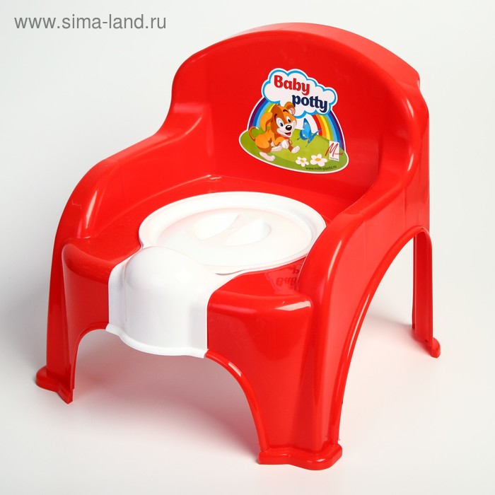 Горшок-стульчик с крышкой, цвет красный - Фото 1