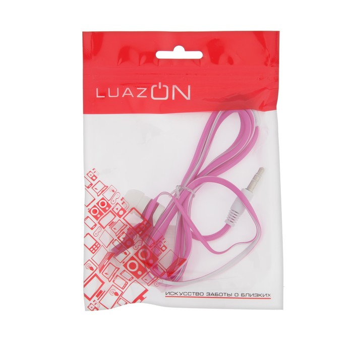 Наушники Luazon VBT 1.7, вакуумные, плоский провод, МИКС - фото 51294919