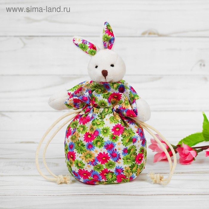 Мешочек с игрушкой «Зайка», в цветочек, цвета МИКС - Фото 1