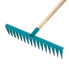 Грабли прямые, повёрнутый зубец, 16 зубцов, металл, деревянный черенок, МИКС - Фото 2