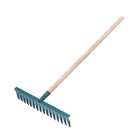 Грабли прямые, повёрнутый зубец, 16 зубцов, металл, деревянный черенок, МИКС - Фото 4