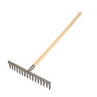 Грабли прямые, повёрнутый зубец, 16 зубцов, металл, деревянный черенок, МИКС - Фото 6