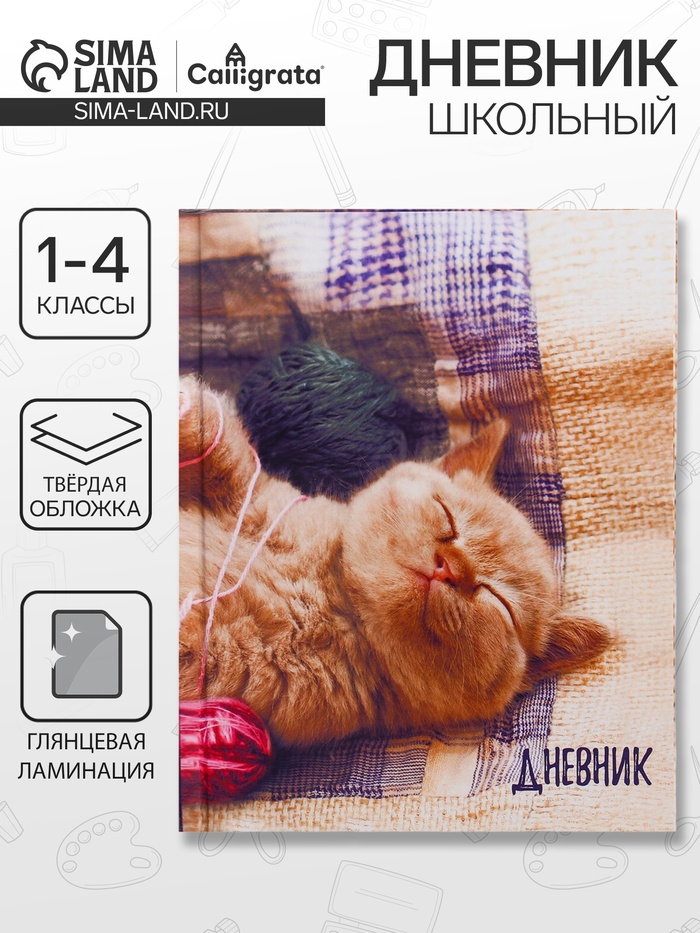 Дневник школьный для 1-4 классов, «Котёнок», твёрдая обложка 7БЦ, глянцевая ламинация, 48 листов - Фото 1