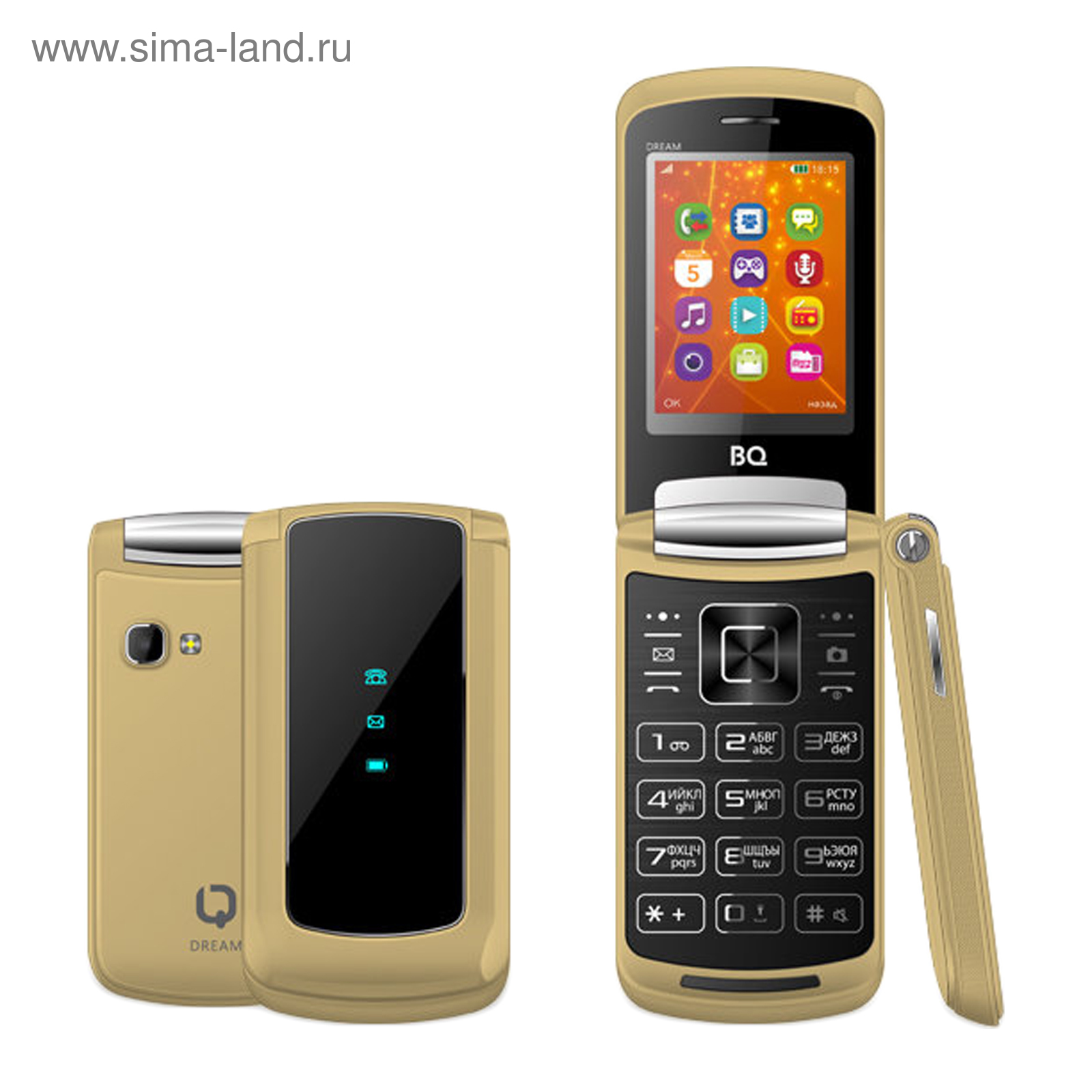 Сотовый телефон BQ M-2433 Dream DUO Gold, цвет золотой (3397943) - Купить  по цене от 2 149.00 руб. | Интернет магазин SIMA-LAND.RU