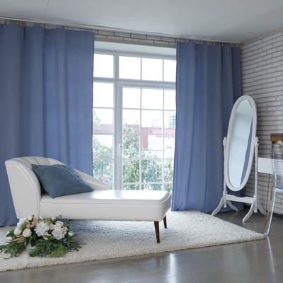 Штора портьерная «Этель», 220×280 см, английский стиль голубая