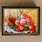 Шкатулка «Цветы 62», лаковая миниатюра, 8х10,5 см - Фото 2